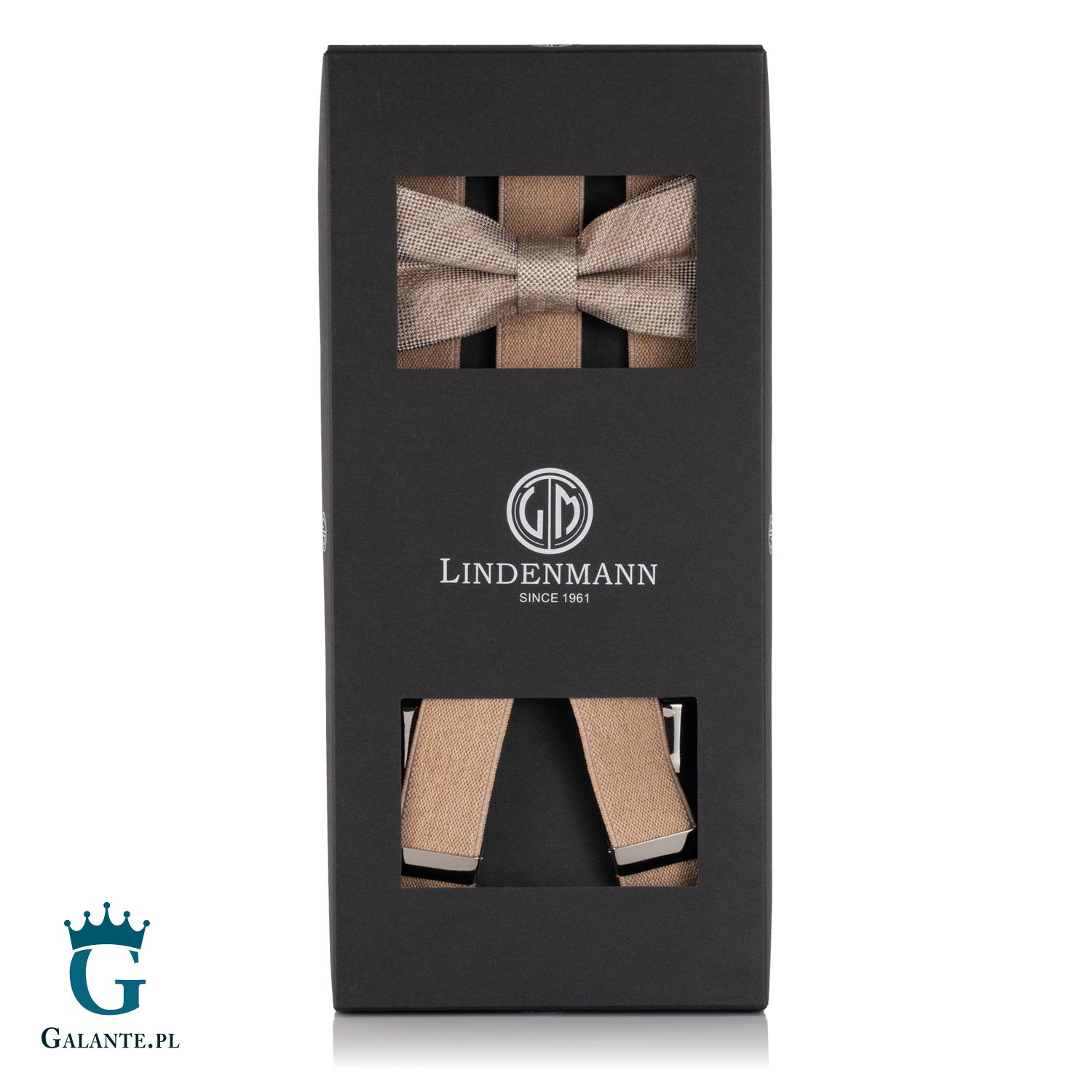 Zestaw Beżowa muszka i szelki L9812