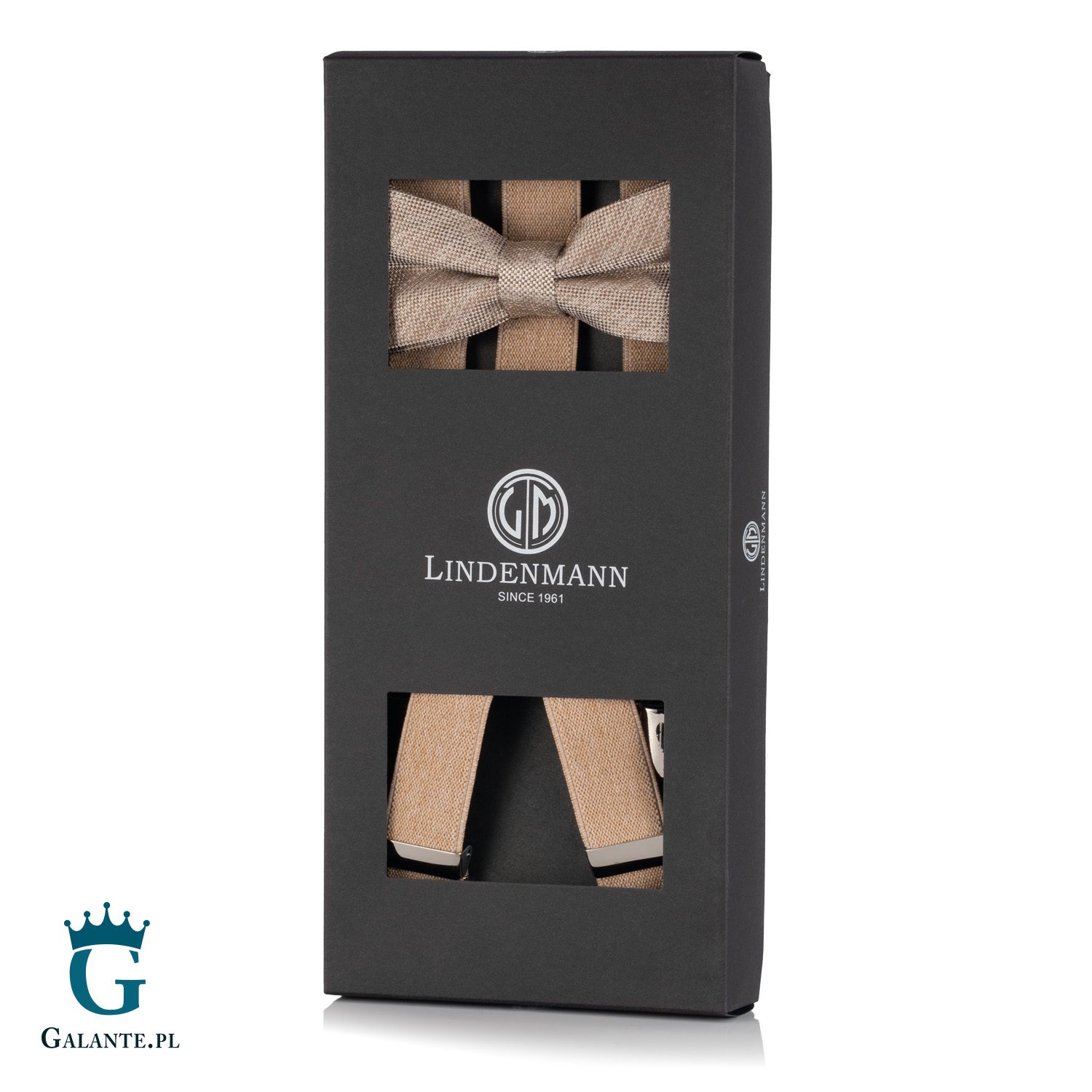 Zestaw Beżowa muszka i szelki L9812