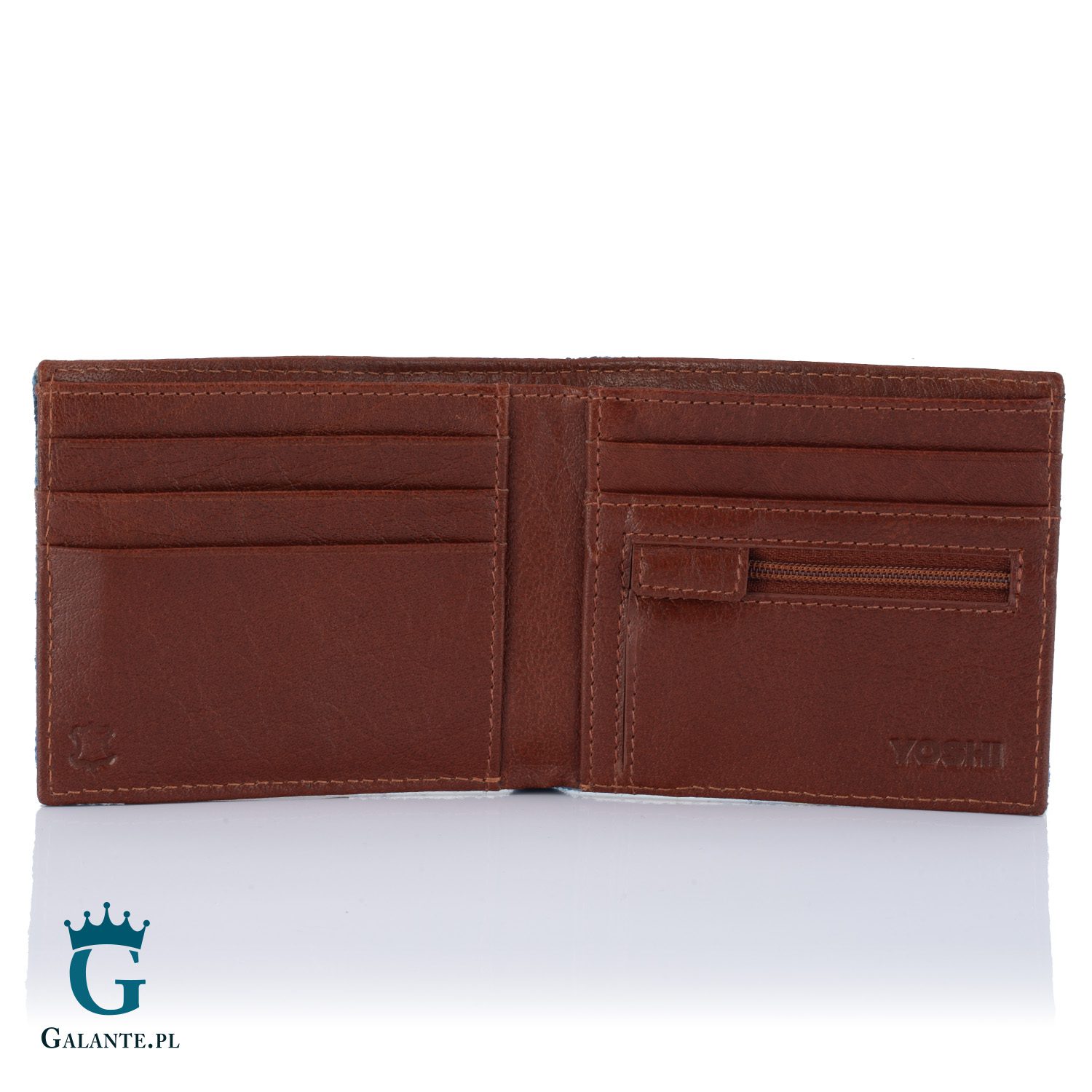 Skórzany portfel męski Yoshi Szkocka Krowa Y2378