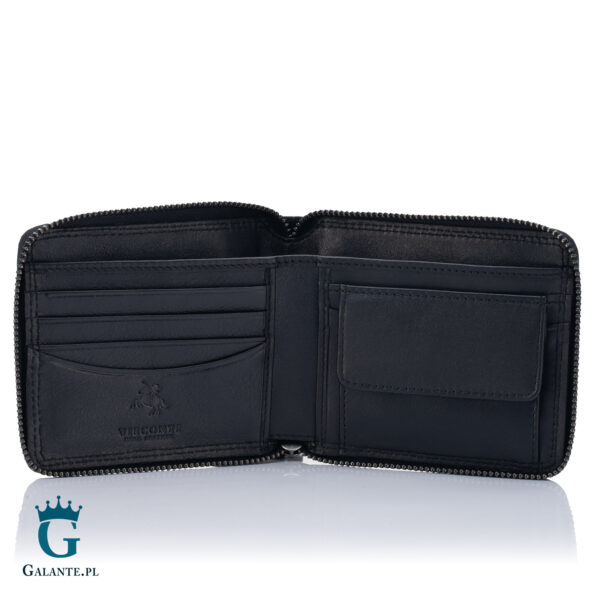Skórzany portfel męski na zamek Visconti Heritage HT-14 – czarny
