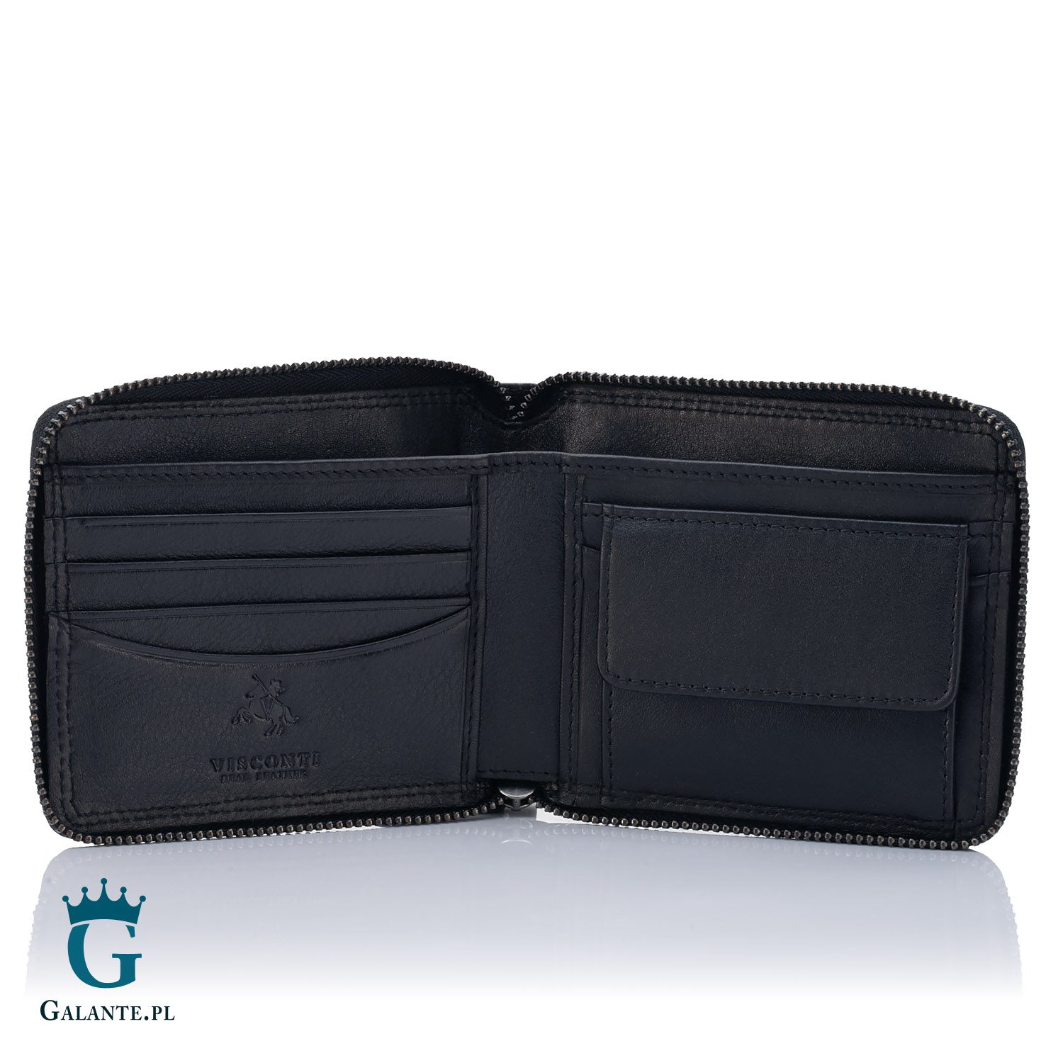 Skórzany portfel męski na zamek Visconti Heritage HT-14 – czarny