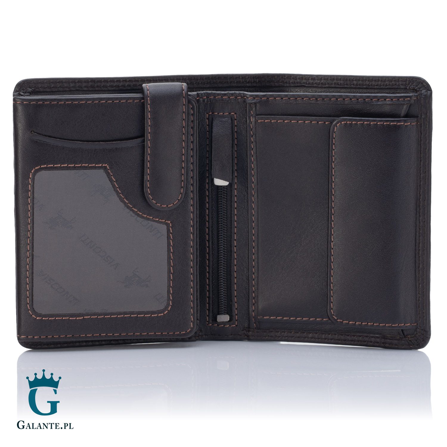 Pionowy skórzany portfel męski Visconti Heritage HT-11 – brązowy