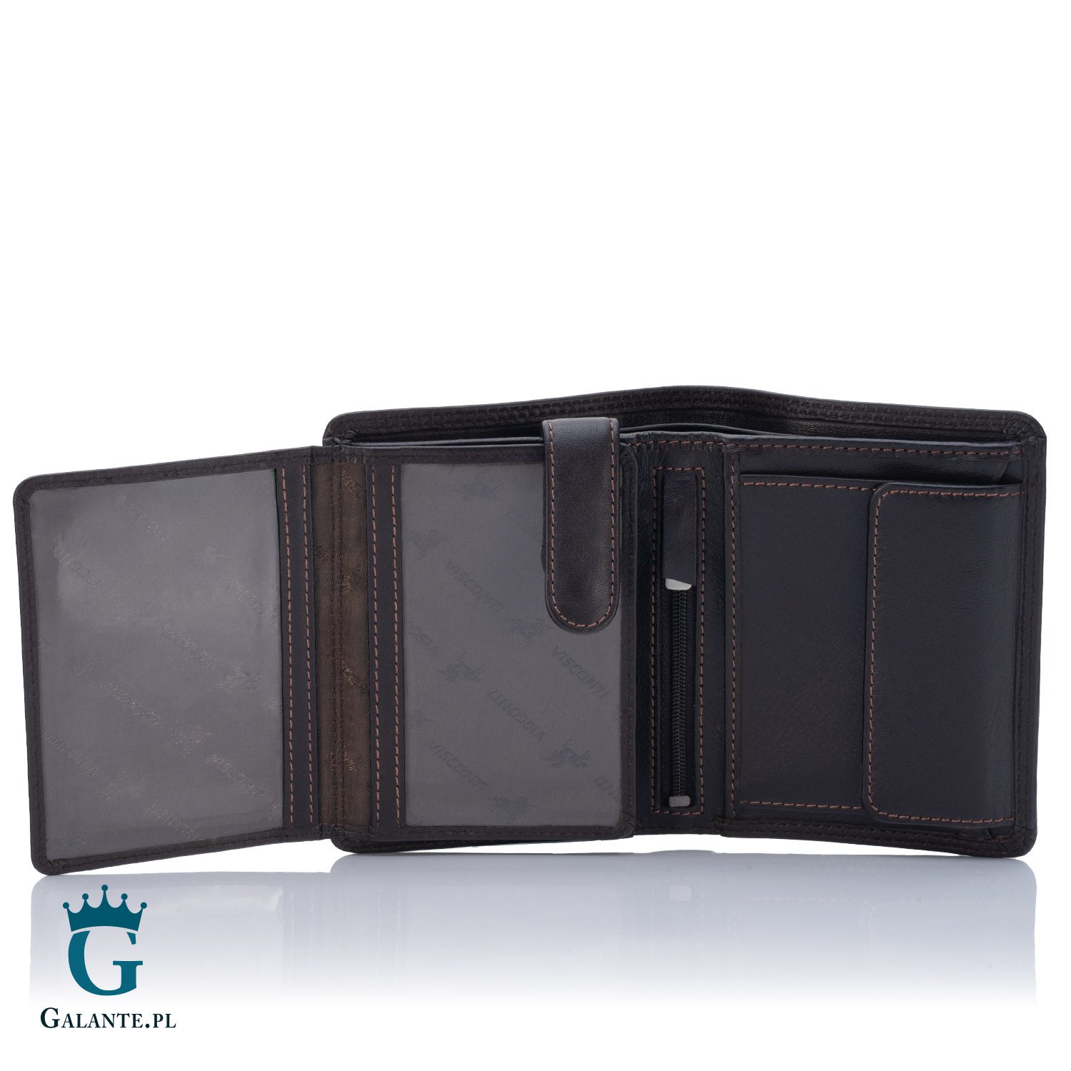 Pionowy skórzany portfel męski Visconti Heritage HT-11 – brązowy