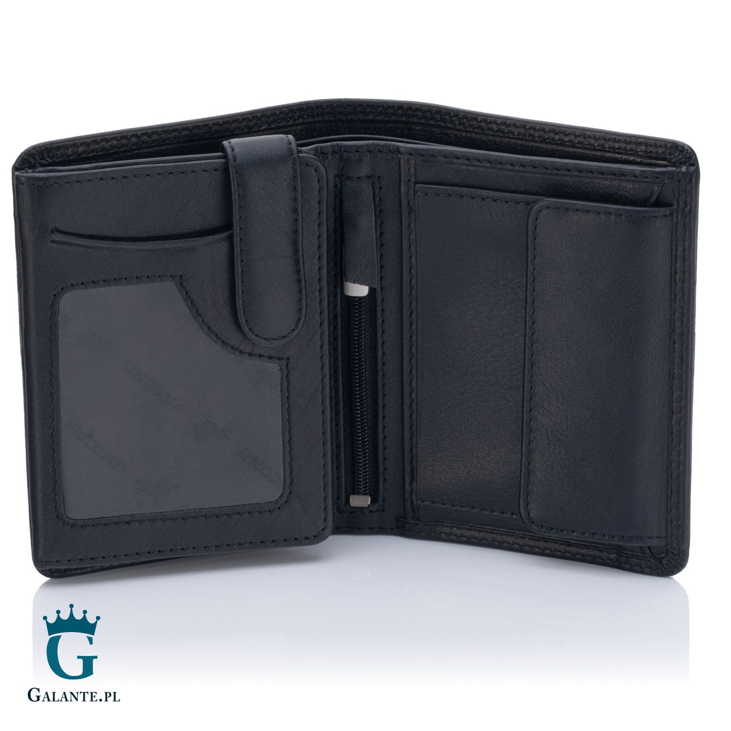 Pionowy skórzany portfel męski Visconti Heritage HT-11 – czarny