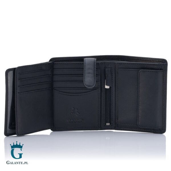 Pionowy skórzany portfel męski Visconti Heritage HT-11 – czarny