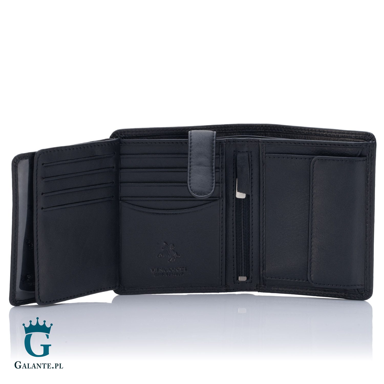Pionowy skórzany portfel męski Visconti Heritage HT-11 – czarny