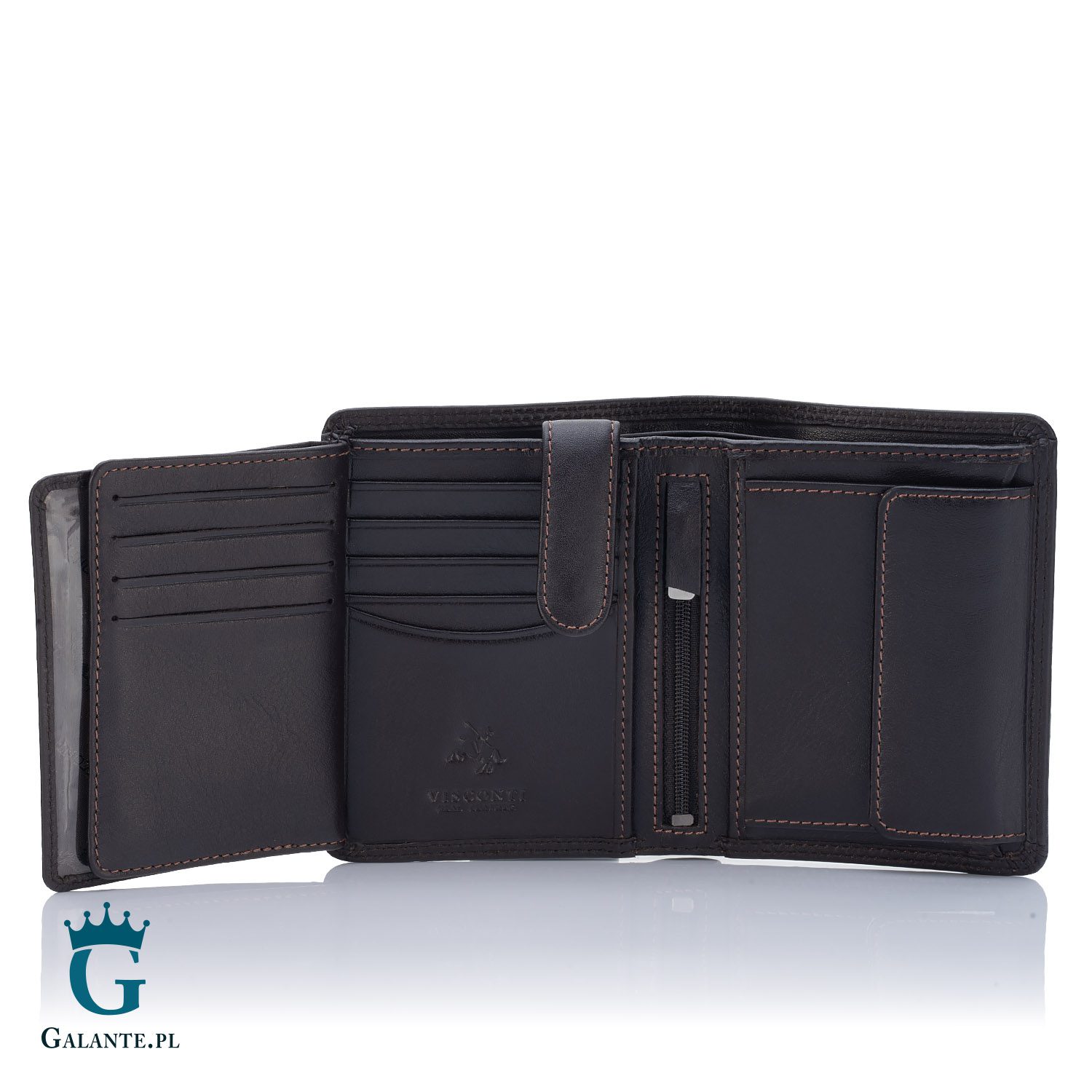 Pionowy skórzany portfel męski Visconti Heritage HT-11 – brązowy