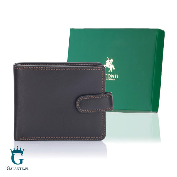 Pojemna skórzana banknotówka męska Visconti HT-9 – brązowa