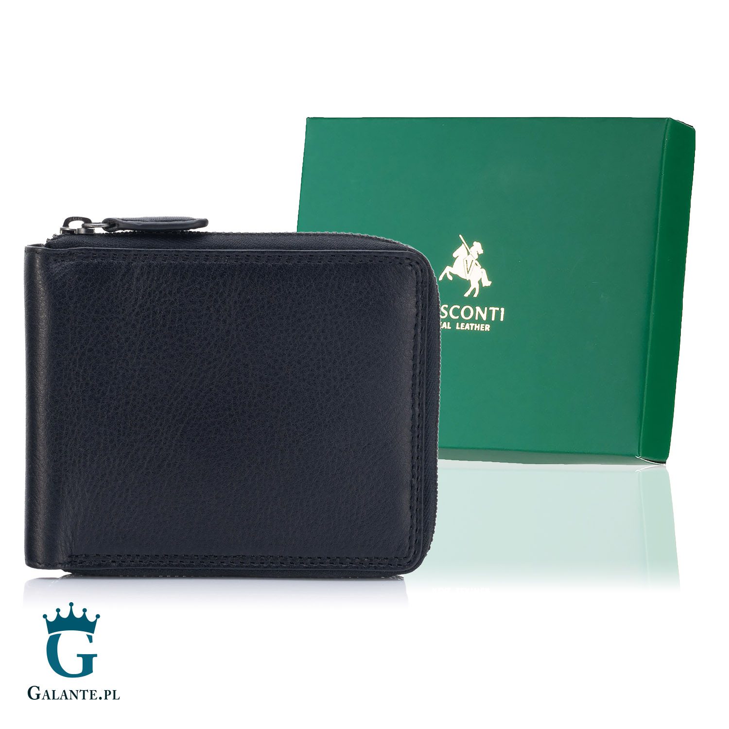 Skórzany portfel męski na zamek Visconti Heritage HT-14 – czarny