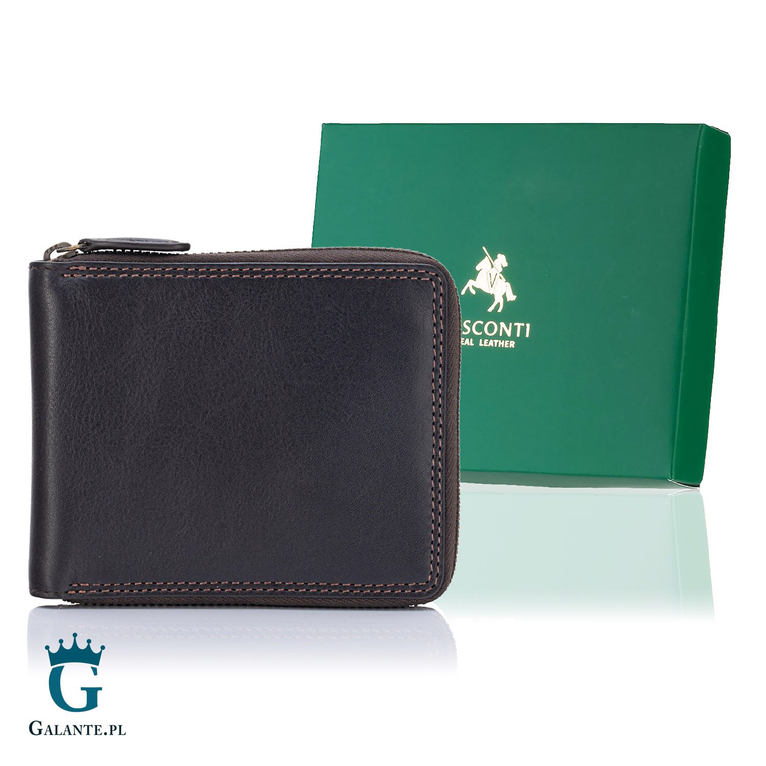 Skórzany portfel męski na zamek Visconti Heritage HT-14 – czarny