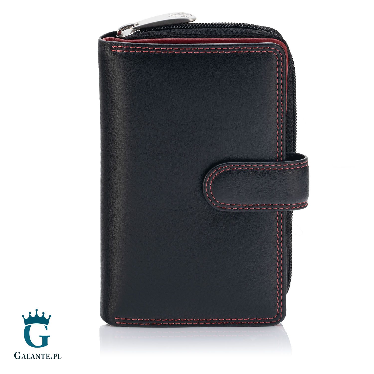 Portfel damski skórzany Visconti CD-22 czarno-czerwony