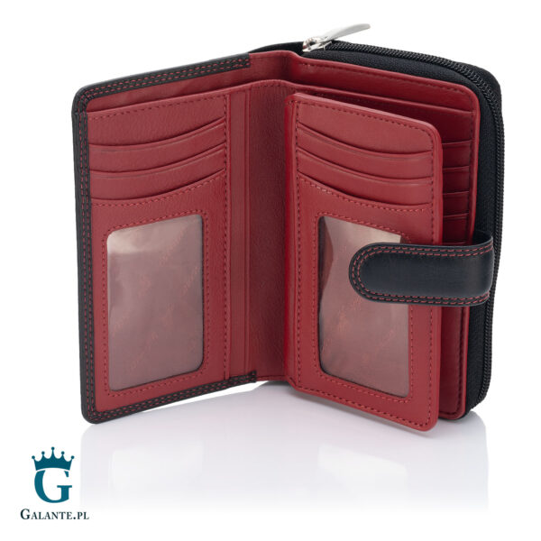 Portfel damski skórzany Visconti CD-22 czarny i czerwony