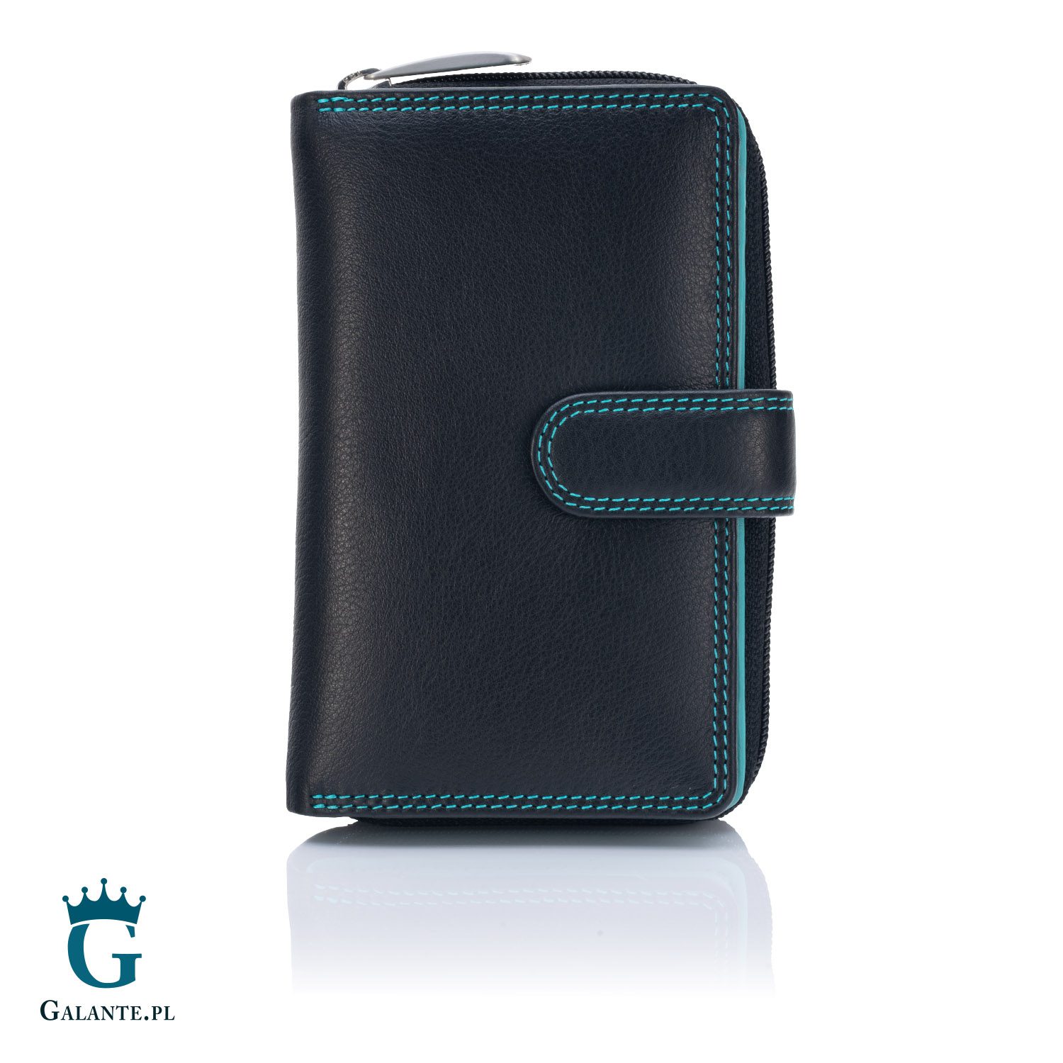 Portfel damski skórzany Visconti CD-22 czarno-niebieski