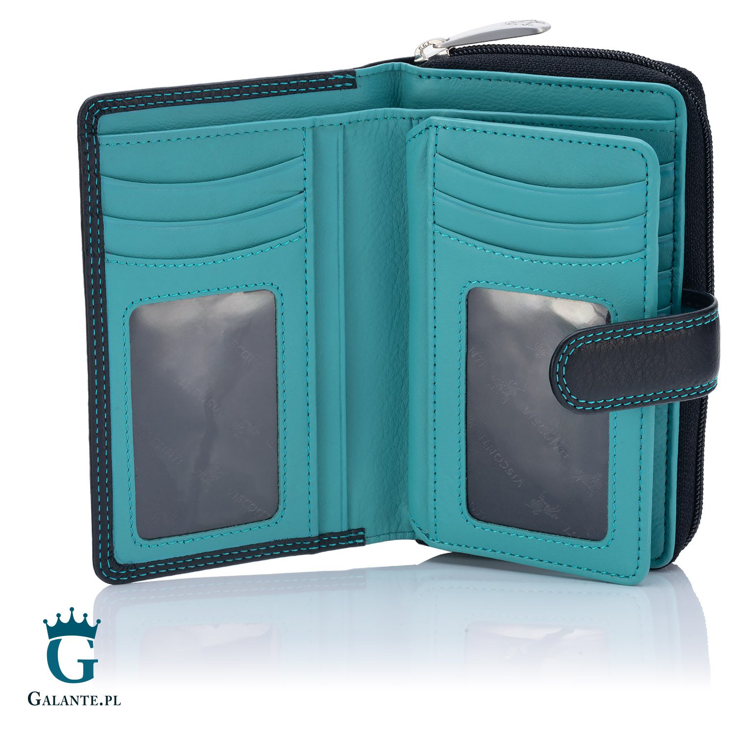 Portfel damski skórzany Visconti CD-22 czarno-czerwony