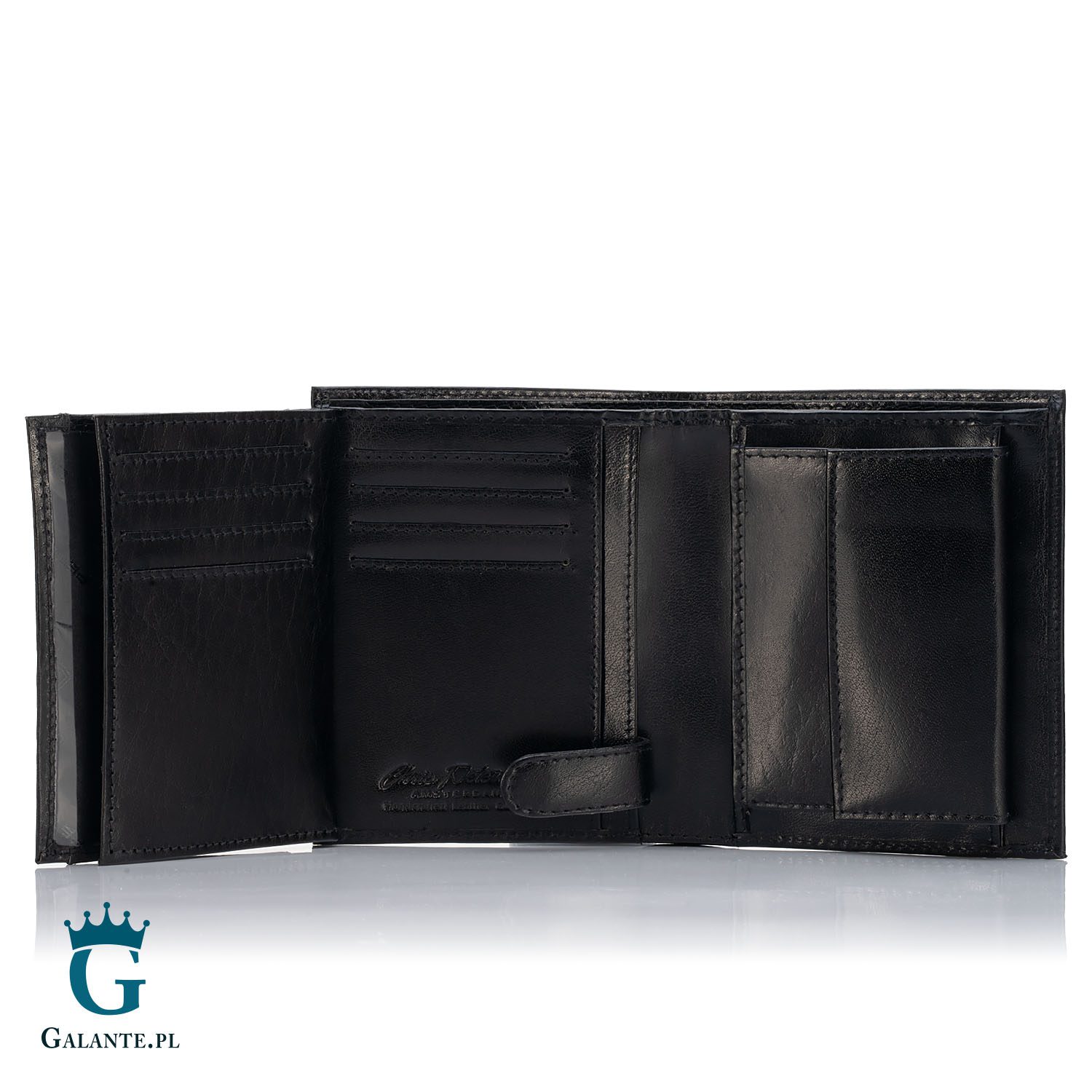 Duży portfel męski skórzany z metalowym logo PETERSON 348