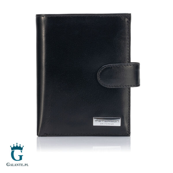 Skórzany zapinany portfel męski z logo PETERSON 317Z