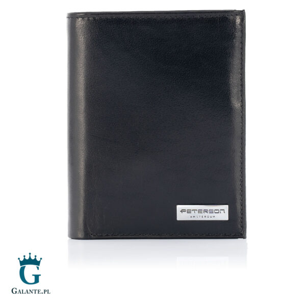 Skórzany portfel męski z metalowym logo PETERSON 317