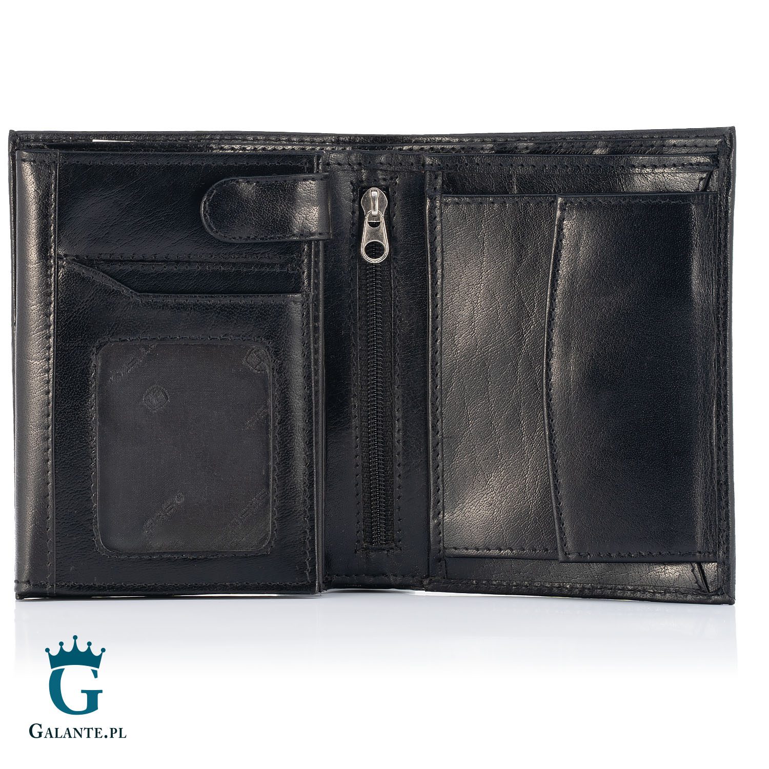 Skórzany portfel męski z metalowym logo PETERSON 317