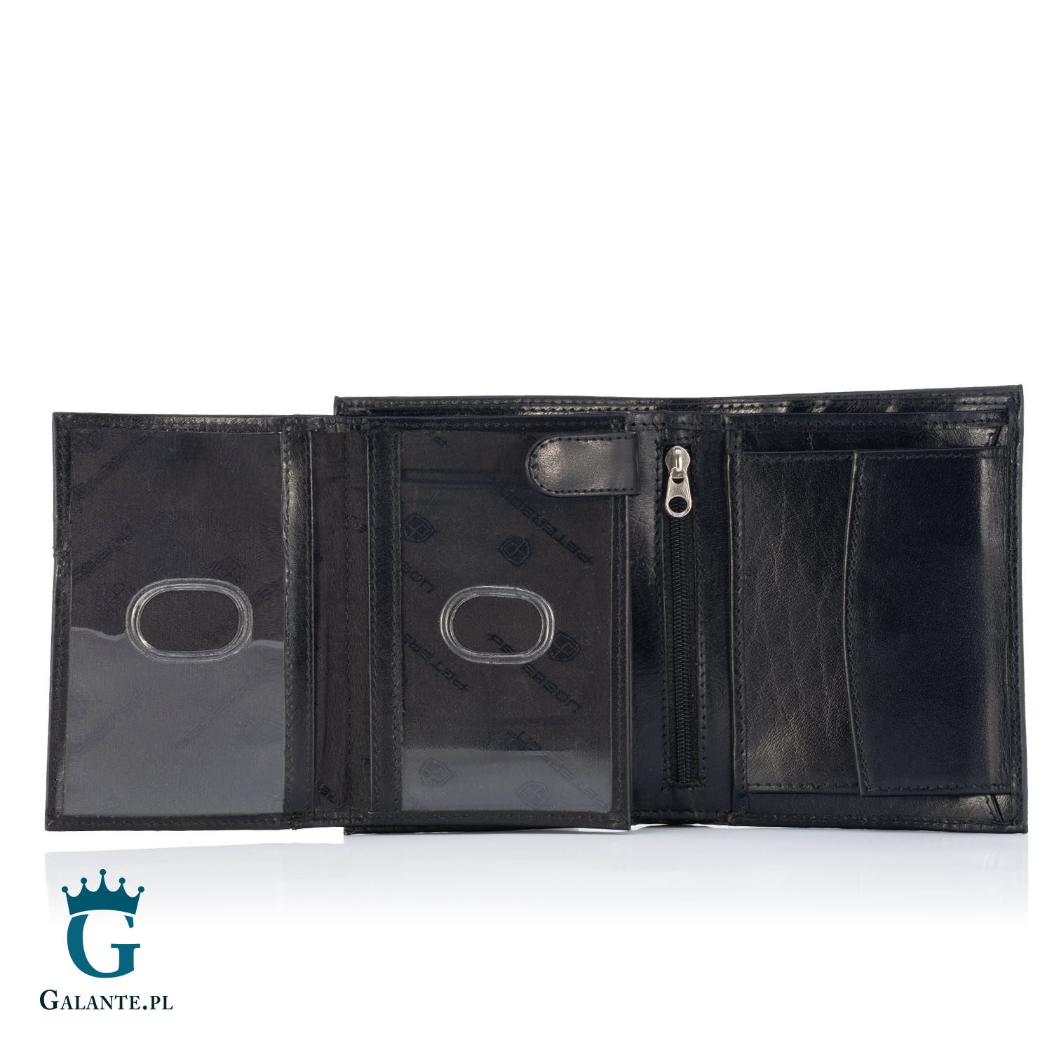 Skórzany portfel męski z metalowym logo PETERSON 317