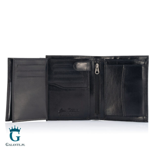 Skórzany portfel męski z metalowym logo PETERSON 317