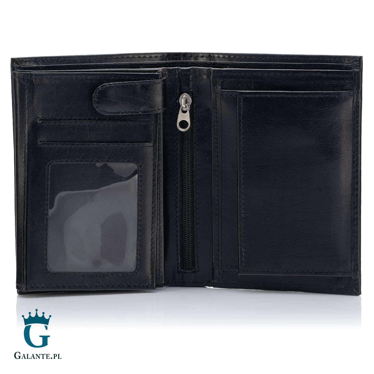 Skórzany portfel męski z metalowym logo PETERSON 317