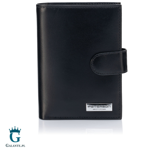 Duży portfel męski skórzany zapinany z logo PETERSON 324Z