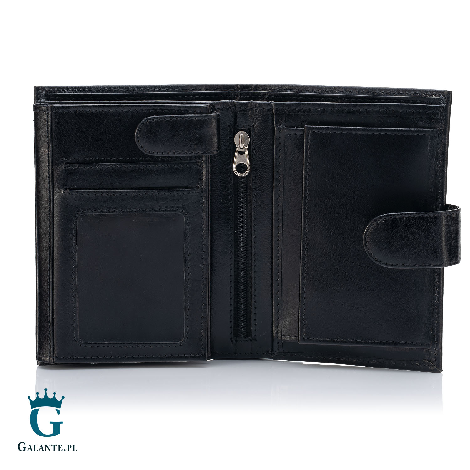 Duży portfel męski skórzany zapinany z logo PETERSON 324Z