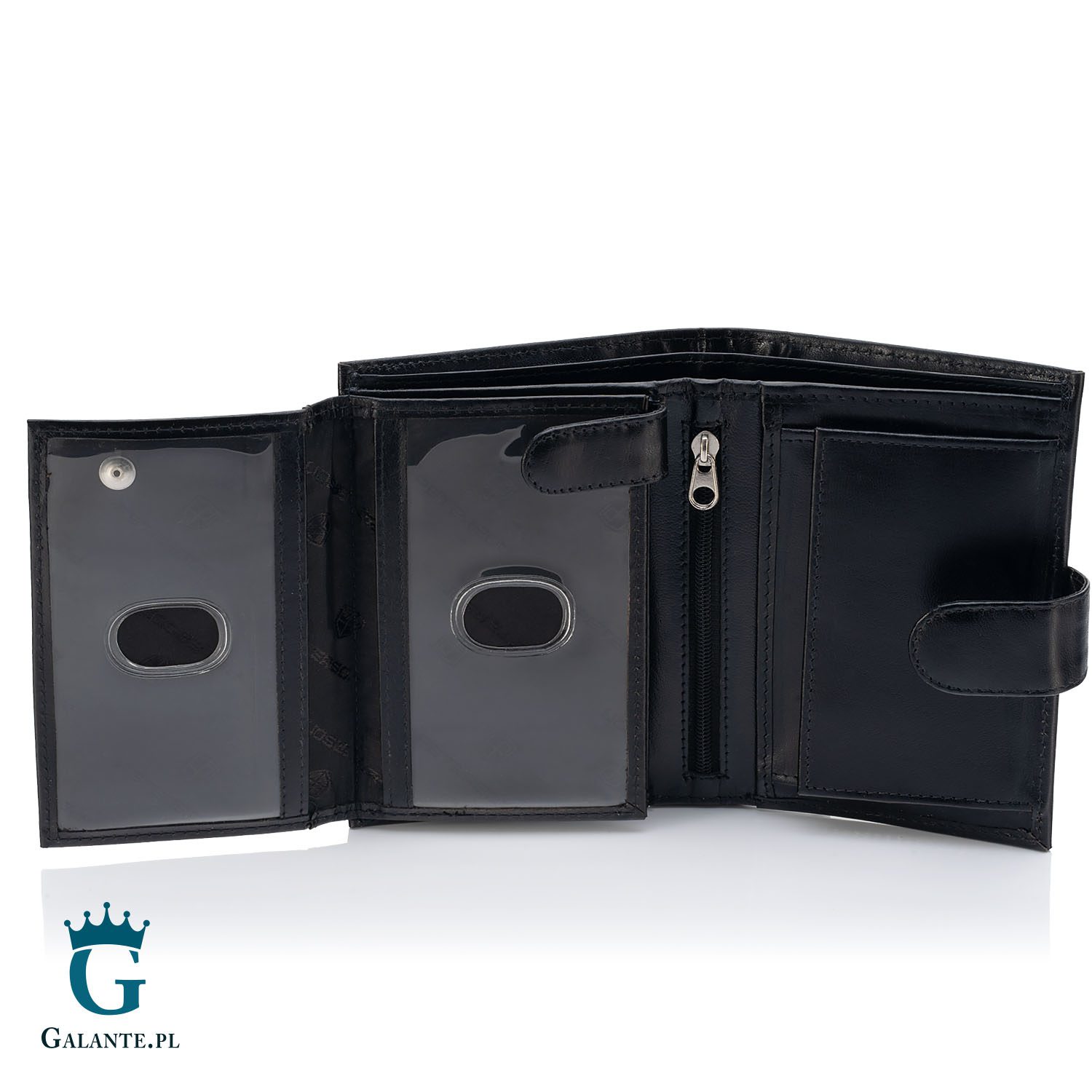 Duży portfel męski skórzany zapinany z logo PETERSON 324Z