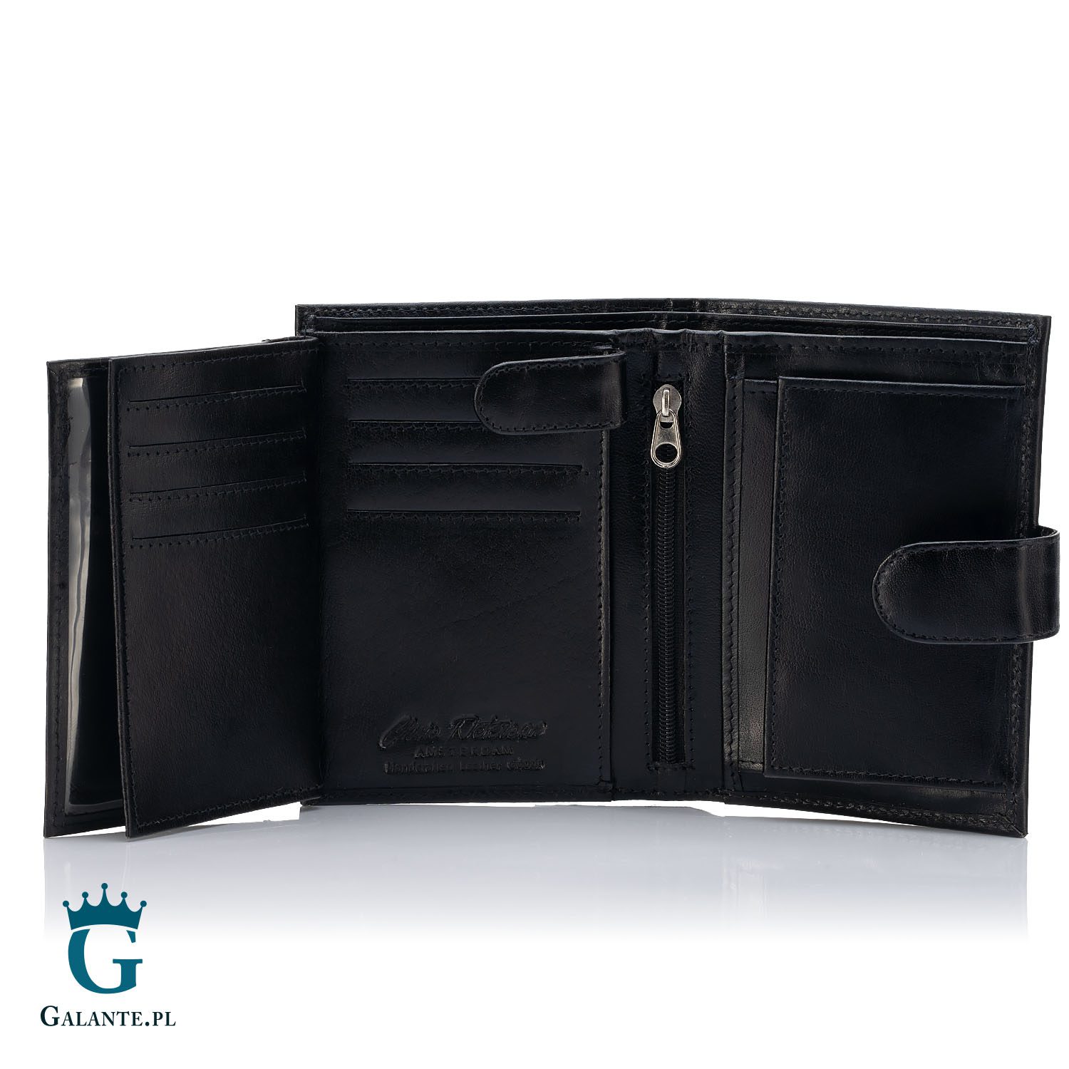 Duży portfel męski skórzany zapinany z logo PETERSON 324Z