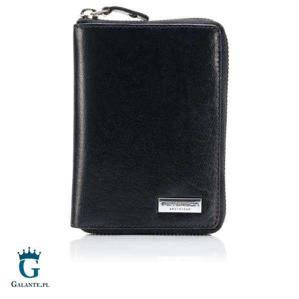 Skórzany portfel męski na zamek z logo PETERSON 340