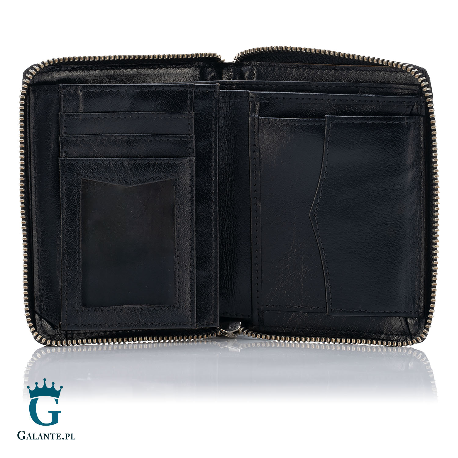 Skórzany portfel męski na zamek z logo PETERSON 340