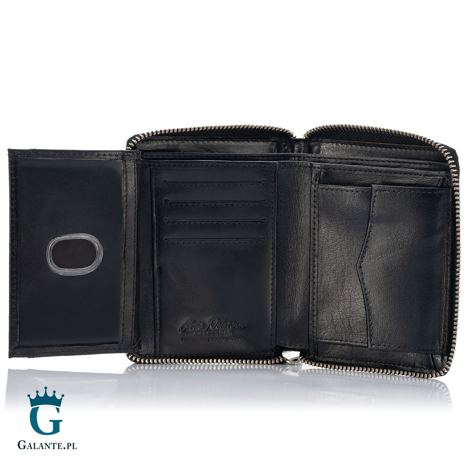 Skórzany portfel męski na zamek z logo PETERSON 340