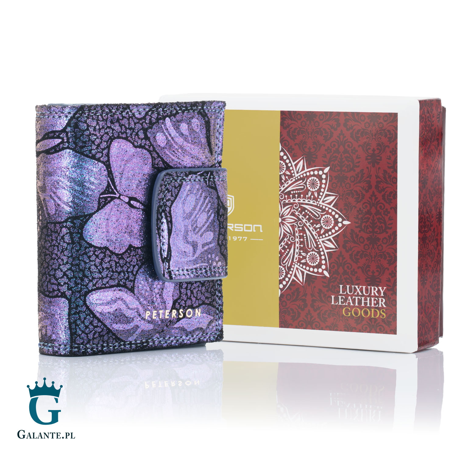 Skórzany portfel męski na zamek z logo PETERSON 340