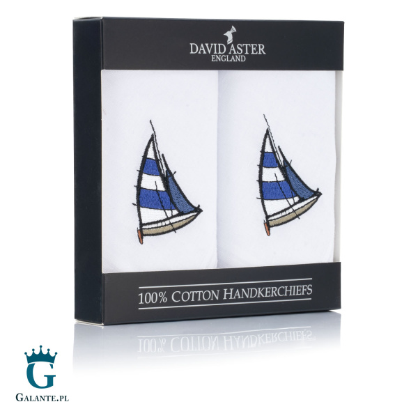 Chusteczki męskie haftowane Żaglówka HR-09a