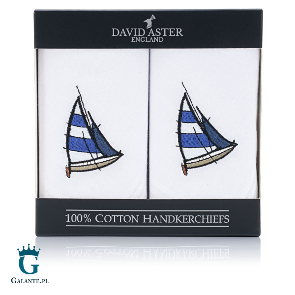 Chusteczki męskie haftowane Żaglówka HR-09a