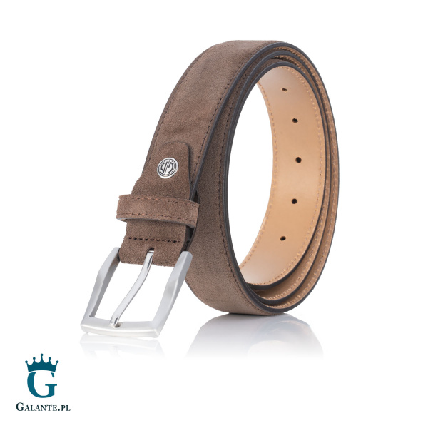 Pasek antyalergiczny skóra zamsz Lindenmann ciemny brąz