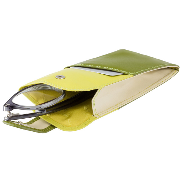 Kolorowy skórzany futerał na okulary Visconti RB-106 limonka
