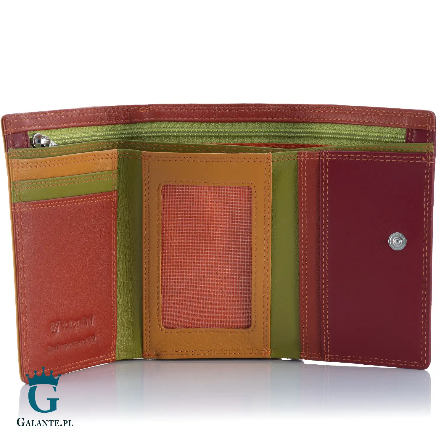 Mały kolorowy portfel Valentini skóra 123-386 czerwony