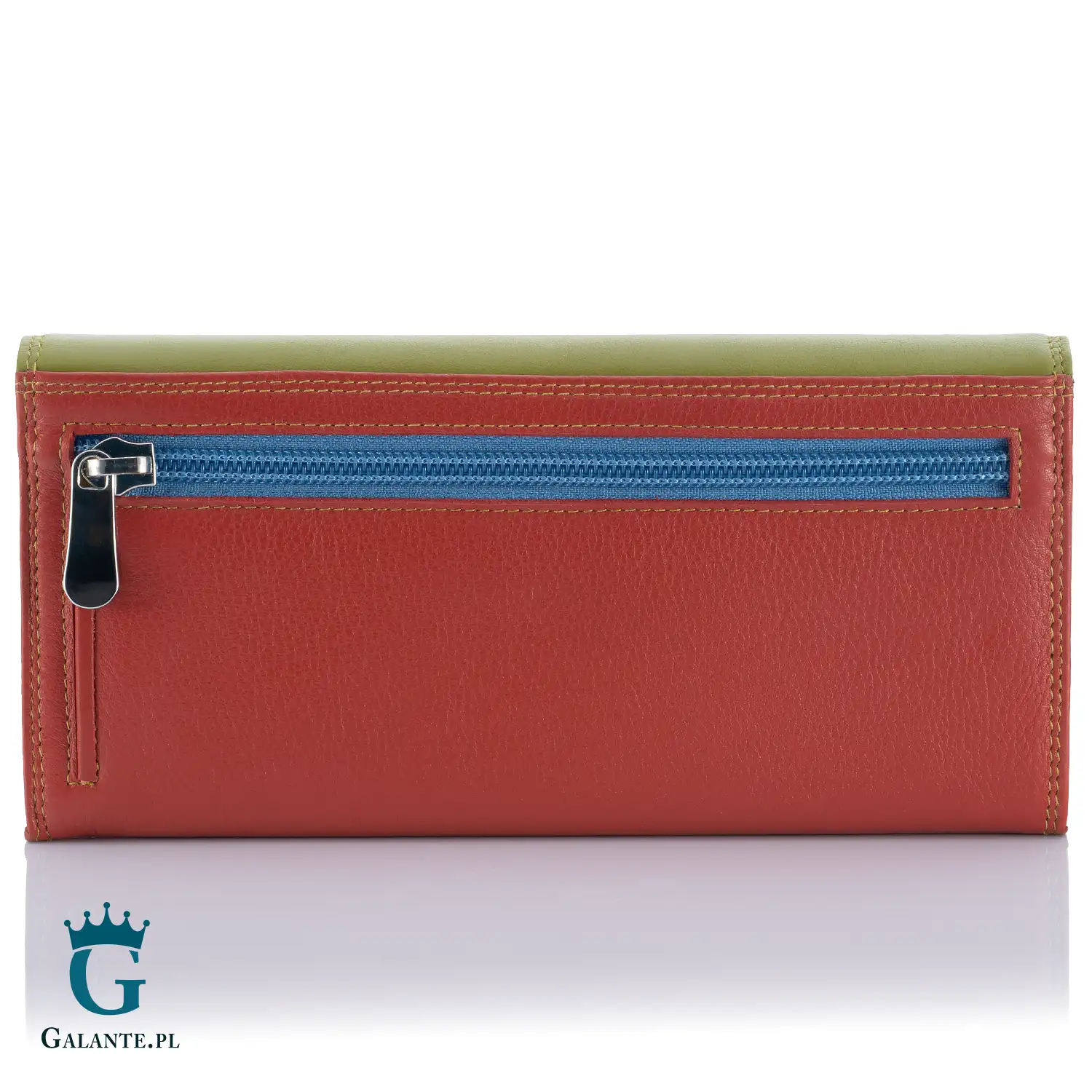 Kolorowy skórzany portfel damski Valentini 123-272 zielony