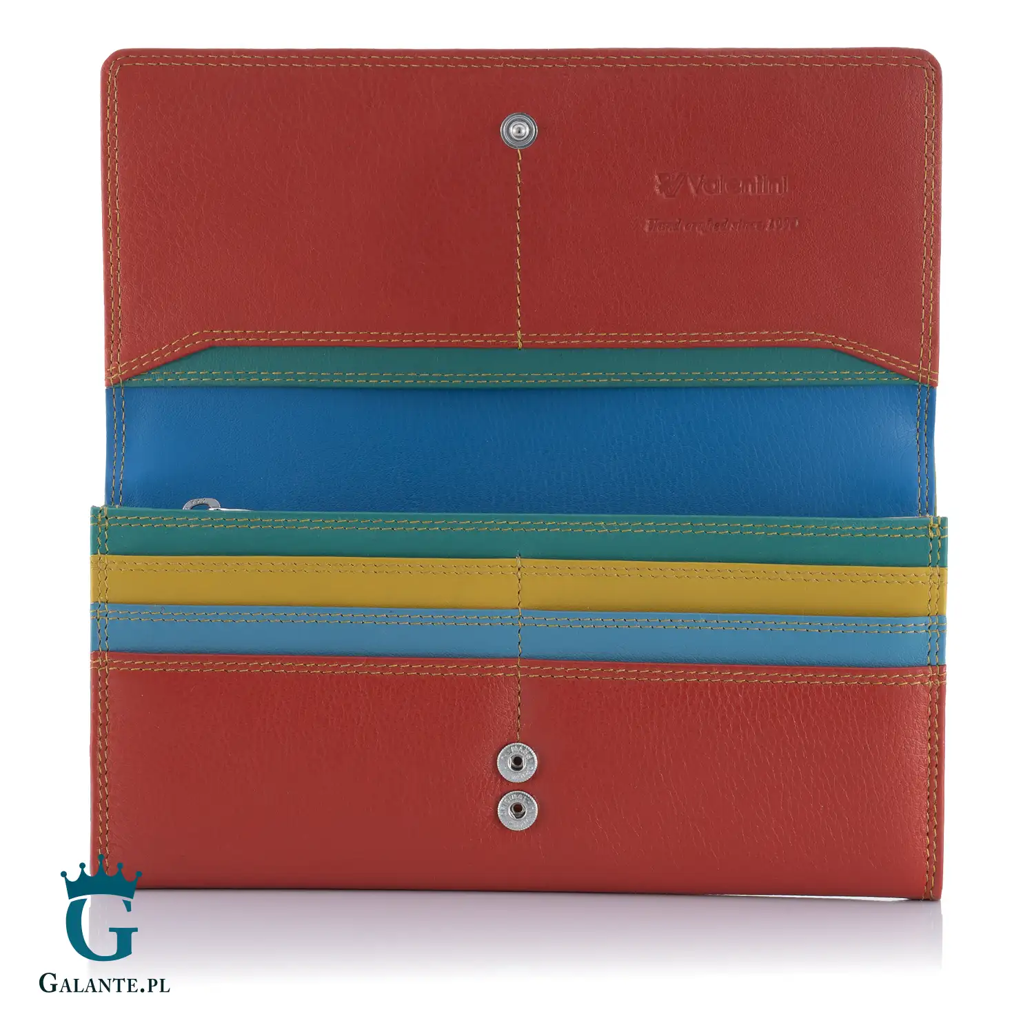 Kolorowy skórzany portfel damski Valentini 123-272 zielony