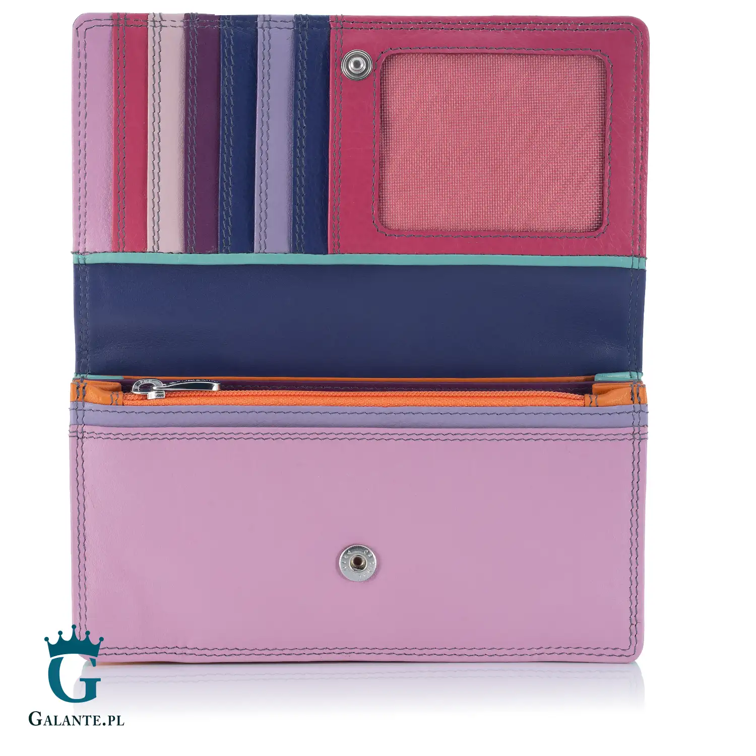 Kolorowy portfel damski skóra Valentini 123-550 różowy