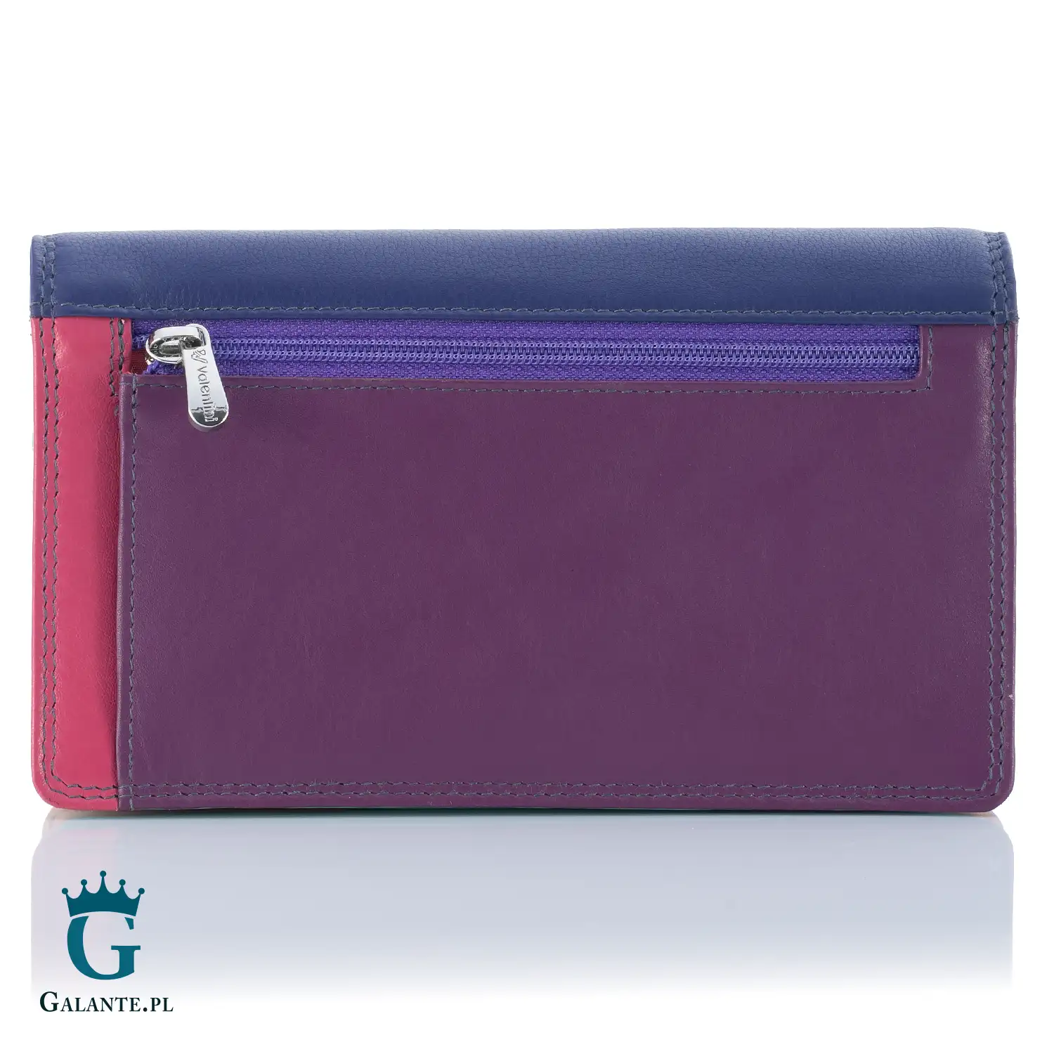 Kolorowy portfel damski skóra Valentini 123-550 różowy