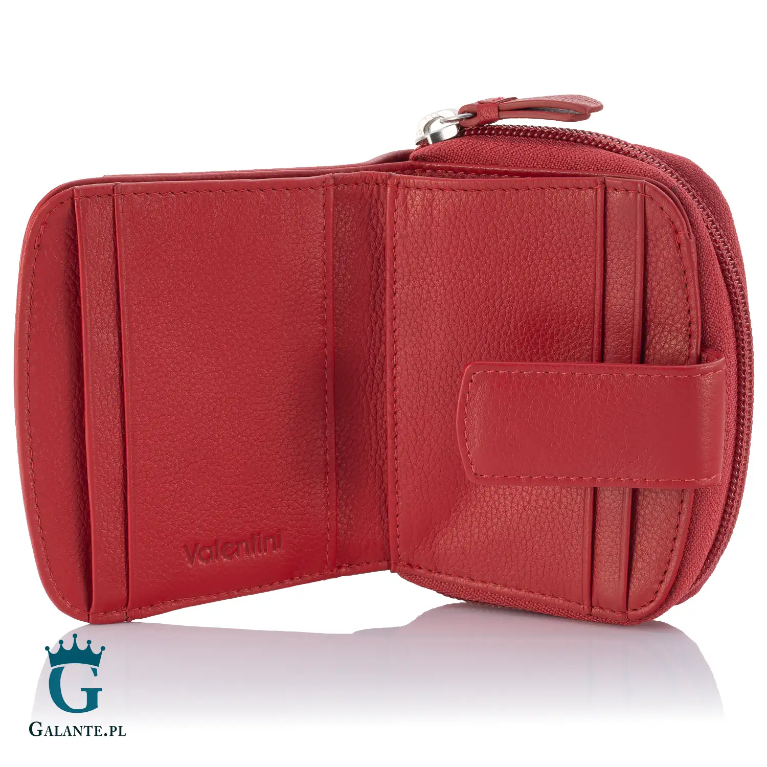 Czerwony skórzany portfelik damski Valentini