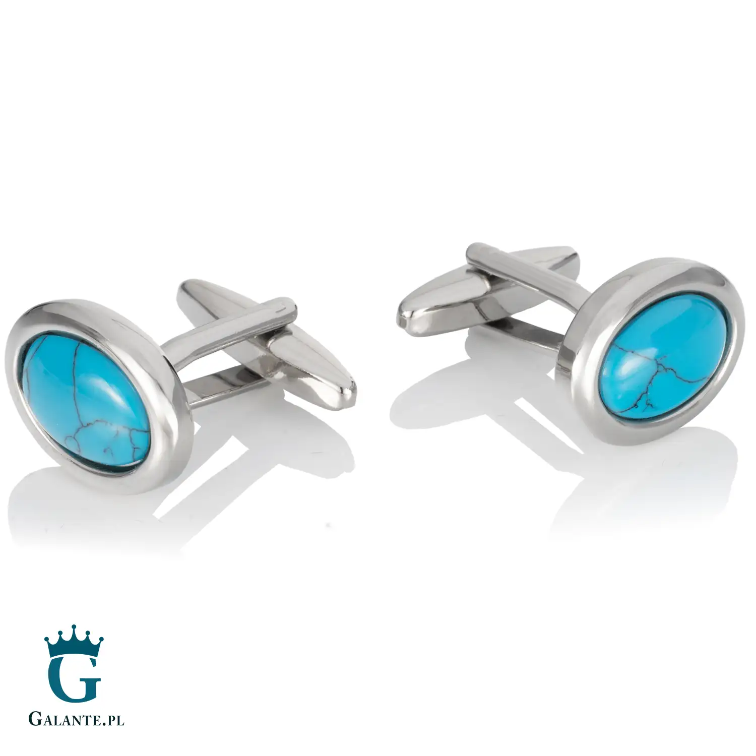 Eleganckie spinki do mankietów z turkusem GS-392