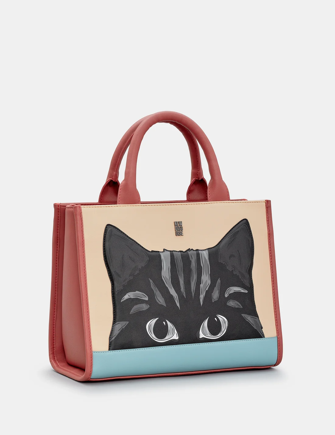Torebka shopperka ze skóry wege Ciekawski Kot New Disguise różowa