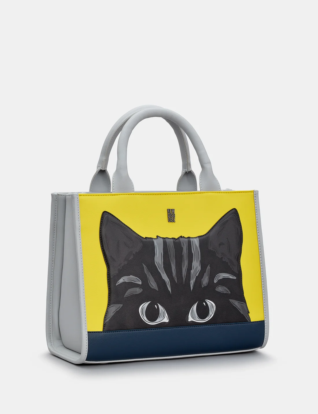 Torebka shopperka ze skóry wege Ciekawski Kot New Disguise szara